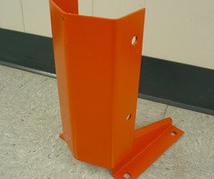 Orange post protector for a pallet rack upright