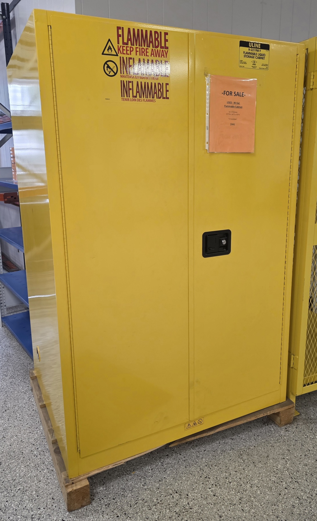 90 Gallon Flammable Liquid Cabinet with 2 shelf levels